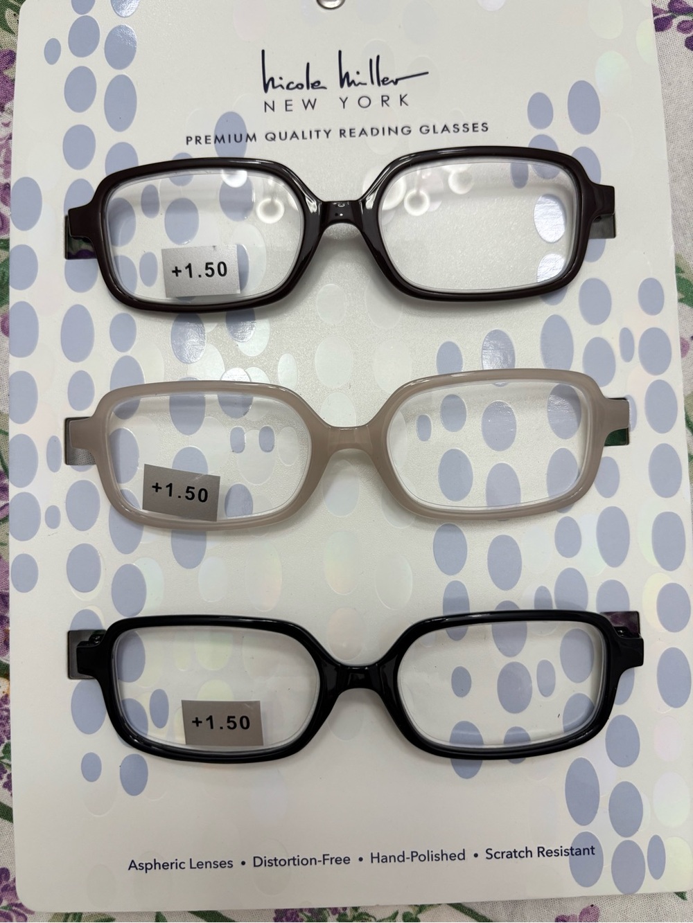 Nicole Miller  Sunglasses Trio in Black, Taupe& Brown +1.50